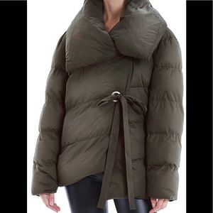 Vegan leather puffer coat